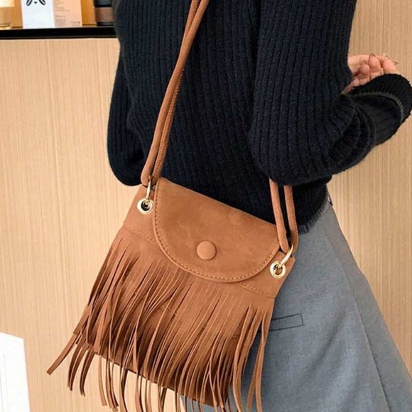 Bags | Boho Tan Camel Tassel Fringe Detail Crossbody Bag | Poshmark